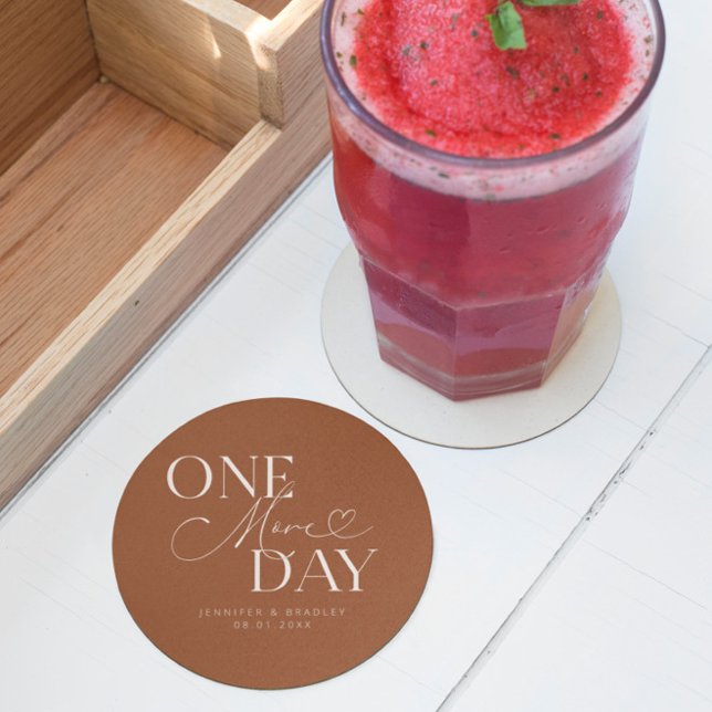 Porta-copo De Papel Redondo Mais um dia de ensaio de casamento Terracotta (Criador carregado)