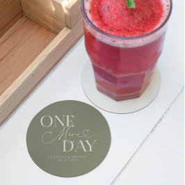 Porta-copo De Papel Redondo Mais um dia no ensaio de casamento Sage Green