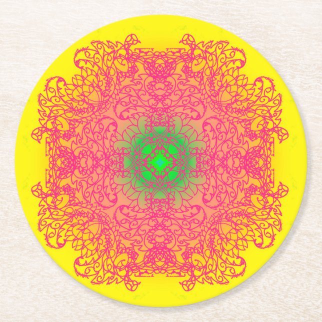 Porta-copo De Papel Redondo mandala (Frente)