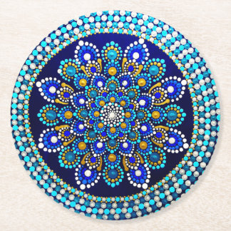 Porta-copo De Papel Redondo Mandala Azul Real