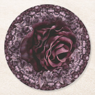 Porta-copo De Papel Redondo Mandala de Rosa 