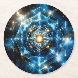 Porta-copo De Papel Redondo Mandala Estrela Universo Geométrico Cósmico Abstra