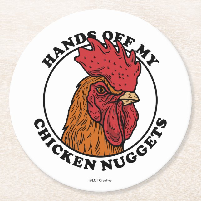 Porta-copo De Papel Redondo Mãos Para Fora Do Meu Nuggets De Frango (Frente)