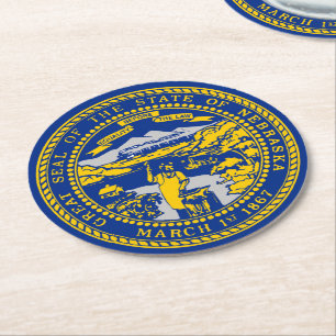Porta-copo De Papel Redondo Mapa Estatal de Nebraska Cornhusker orgulho
