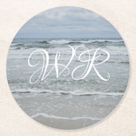 Porta-copo De Papel Redondo Mar majestoso com ondas sob o céu tempestuoso