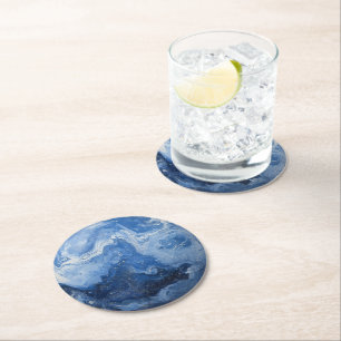Porta-copo De Papel Redondo Marble Deep Blue