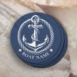 Porta-copo De Papel Redondo Marinho de logotipo âncora náutica Nome azul do ba<br><div class="desc">Marinho do logotipo âncora náutica Nome do barco azul Porta copos de papel.</div>