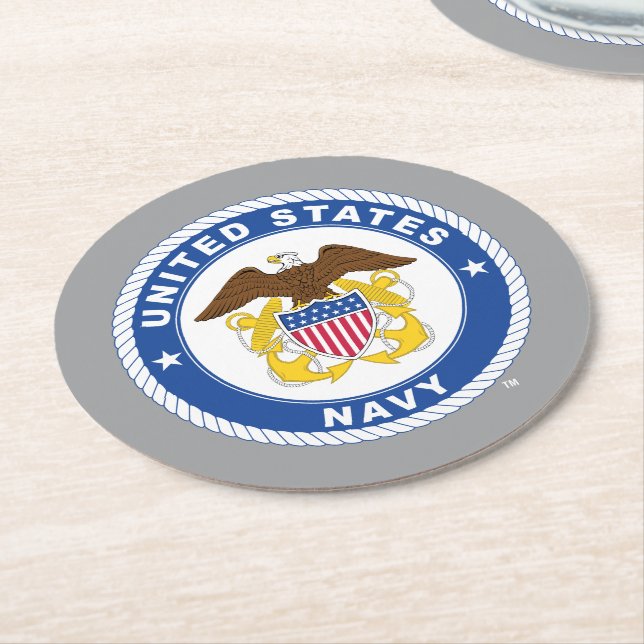 Porta-copo De Papel Redondo Marinho dos EUA | Agente Crest (Angulado)