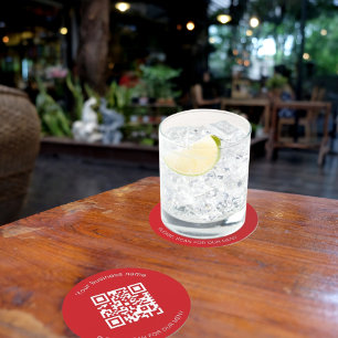 Porta-copo De Papel Redondo menu qr code restaurante barra vermelha