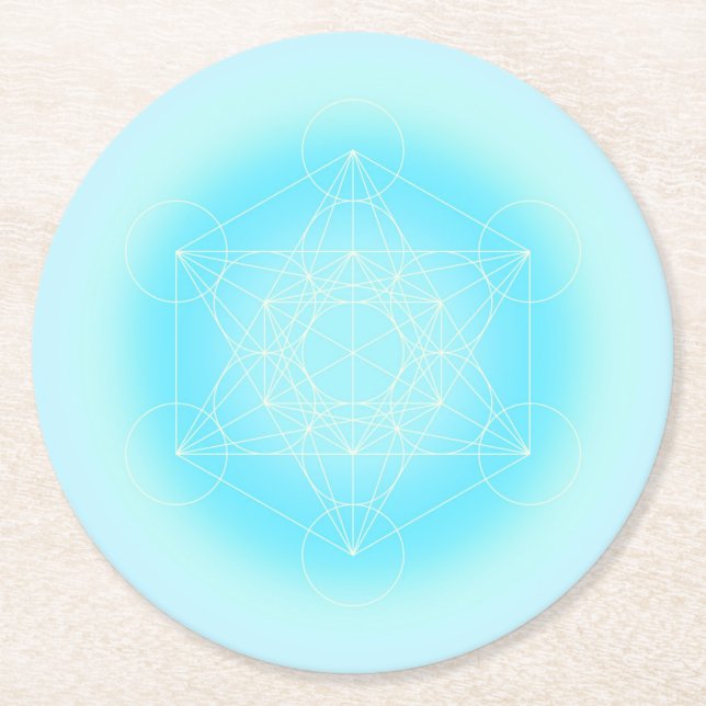 Porta-copo De Papel Redondo Metatron geométrico sagrado (Frente)