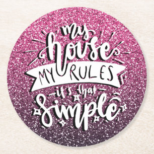 PORTA-COPO DE PAPEL REDONDO MINHA CASA MINHAS REGRAS É TÃO SIMPLES