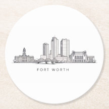 Minimalist Fort Worth Skyline Line Art