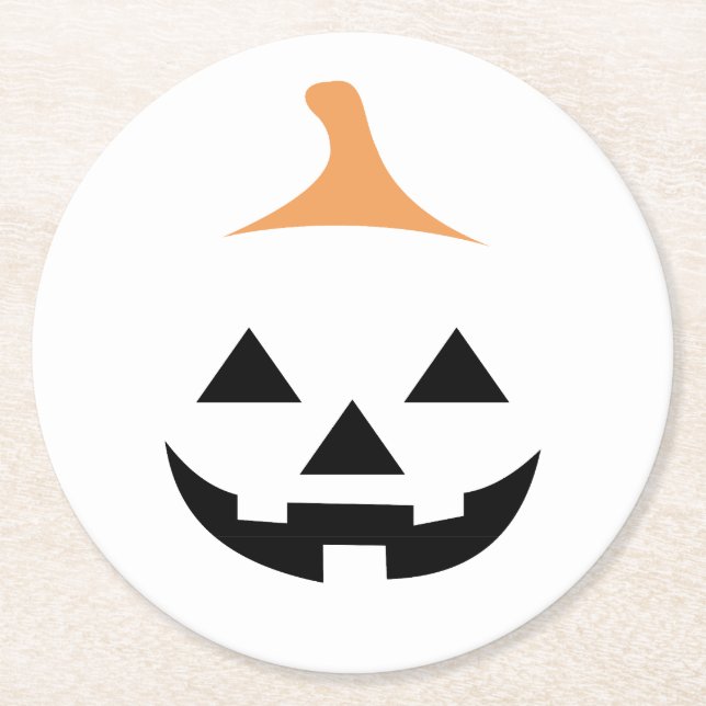 Porta-copo De Papel Redondo Minimalist Scary Pumpkin (Frente)