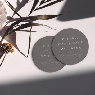 Porta-copo De Papel Redondo Minimalista simples Não tome minha bebida que esto