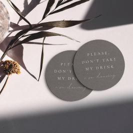 Porta-copo De Papel Redondo Minimalista simples Não tome minha bebida que esto