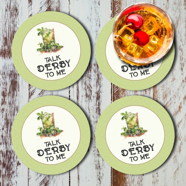 Porta-copo De Papel Redondo Mint Julep Derby (Mint Julep Talk Derby to Me Round Paper Coasters)