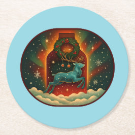 Porta-copo De Papel Redondo Místico Winter Stag-Blue BG