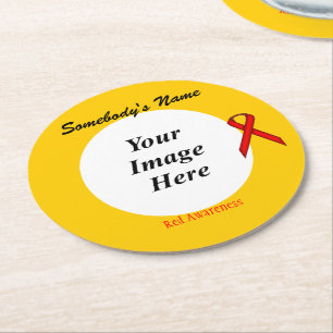 Porta-copo De Papel Redondo Modelo da Faixa Vermelha Padrão por Kenneth Yoncic