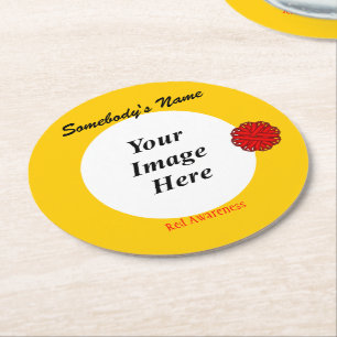 Porta-copo De Papel Redondo Modelo de Flower Vermelha por Kenneth Yoncich