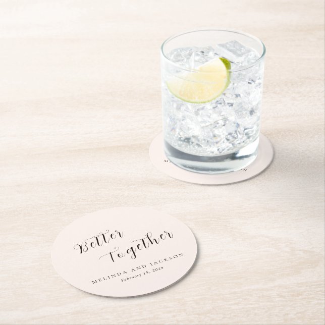 Porta-copo De Papel Redondo Modern Earthy Neutral Wedding (Insitu)