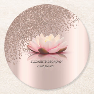 Porta-copo De Papel Redondo Moderno Elegante Estiloso Rosa Dourado Diamantes L