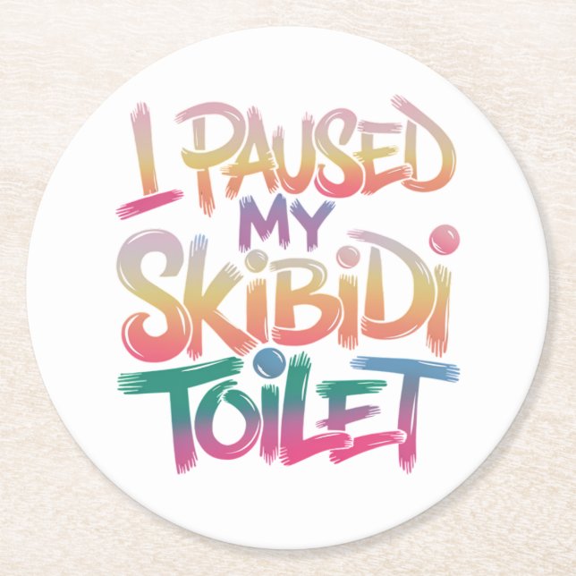 Porta-copo De Papel Redondo Momento de pausa do Skibidi (Frente)