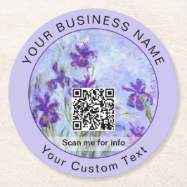 Porta-copo De Papel Redondo Monet - Lilac Irises / Iris Mauves - Código QR
