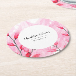 Porta-copo De Papel Redondo Monograma Aquarela Rosa Fusion