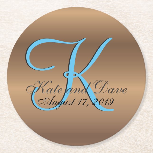 Porta-copo De Papel Redondo Monograma de Bronze Fab Incrível (Frente)