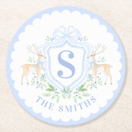 Porta-copo De Papel Redondo Monograma de Crest de Natal do Grande Milênio