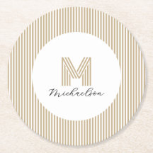 Monograma de Listras Douradas Minimalistas Moderna