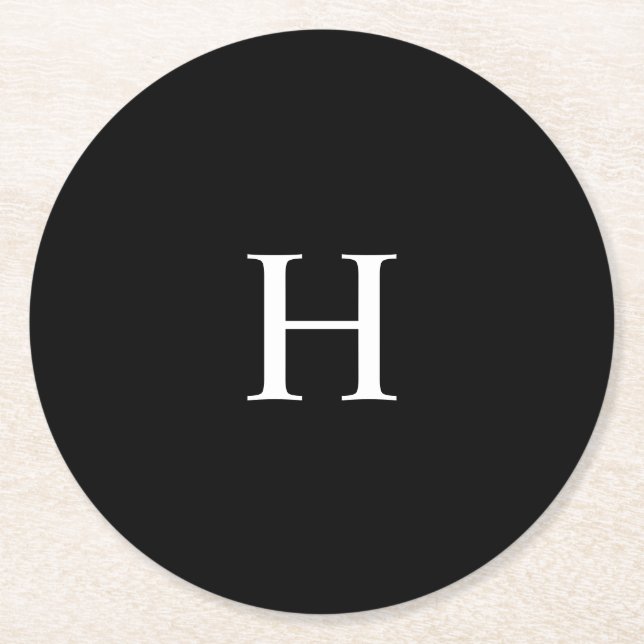 Porta-copo De Papel Redondo Monograma Elegante (Frente)