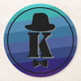 Porta-copo De Papel Redondo Monograma Inicial De Omã Azul Para Homens