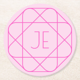 Porta-copo De Papel Redondo Monograma Legal, Estilo do Logotipo da anca Rosa