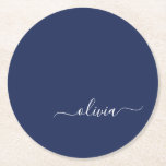 Porta-copo De Papel Redondo Monograma marinho Azul e Branco Moderno<br><div class="desc">Apresentando nossa Coleção de Monogramas Modernos Azul e Branco: Eleve sua decoração caseira com nossa sofisticada coleção com um esquema de cores azul e branco do marinho contemporâneo. Cada peça é trabalhada meticulosamente para exudir elegância e estilo, perfeito para adicionar um toque de talento moderno a qualquer sala. Quer você...</div>