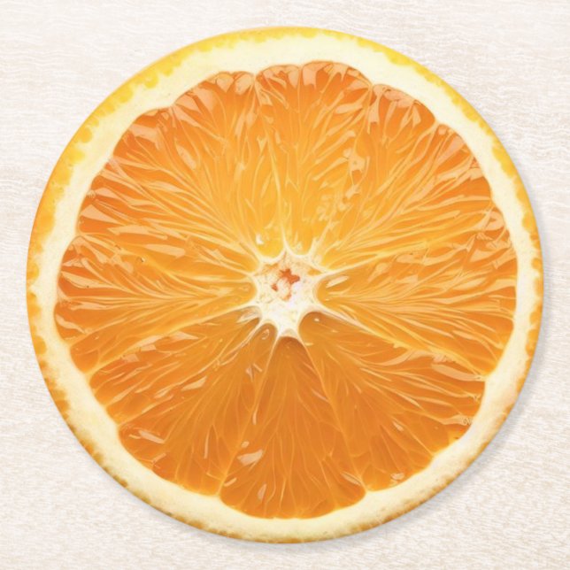 Porta-copo De Papel Redondo Montanha de Bebidas com Fatia Laranja Ultra Realis (Frente)