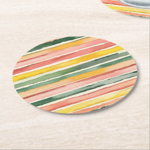 Porta-copo De Papel Redondo Morango Verde Laranja Rosa Listras De Aniversário