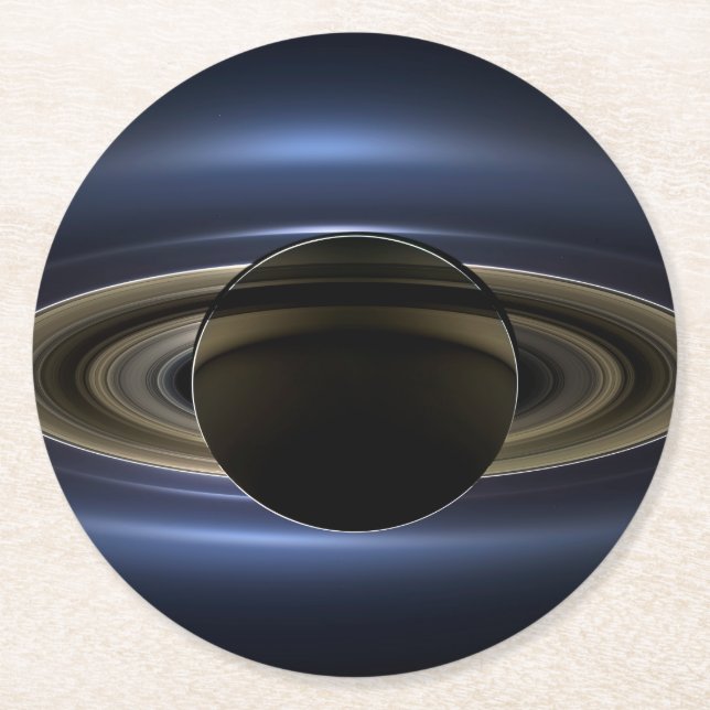 Porta-copo De Papel Redondo Mosaico Do Sistema Saturno Volta Ao Sol. (Frente)