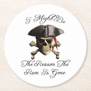 Porta-copo De Papel Redondo Motivo Pelo Qual O Rum Se Deslocou Do Crânio Pirat