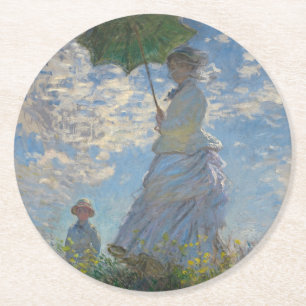 Porta-copo De Papel Redondo Mulher com Parasol - Madame Monet e seu filho