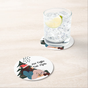 Porta-copo De Papel Redondo Mulher Negra Ilustrada Natal