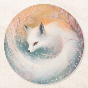 Porta-copo De Papel Redondo Mystic Bloom Primavera Fox Watercolor