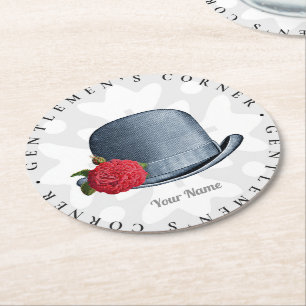 Porta-copo De Papel Redondo Na moda Vintage Hat Flower Cavalheiros Adicione Se