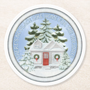 Porta-copo De Papel Redondo Não há lugar como casa para os feriados