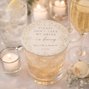 Porta-copo De Papel Redondo Não Pegue Meu Drink Estou Dançando Casamento Barro