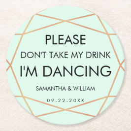 Porta-copo De Papel Redondo Não tome minha Porta copos de casamento | Cor Pers