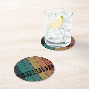 Porta-copo De Papel Redondo Nascer de aniversário de 1971