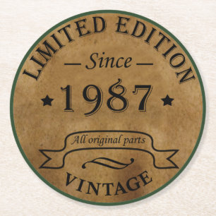 Porta-copo De Papel Redondo nascer de aniversário de 1987