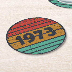 Porta-copo De Papel Redondo Nascer em presente de aniversário de 1973