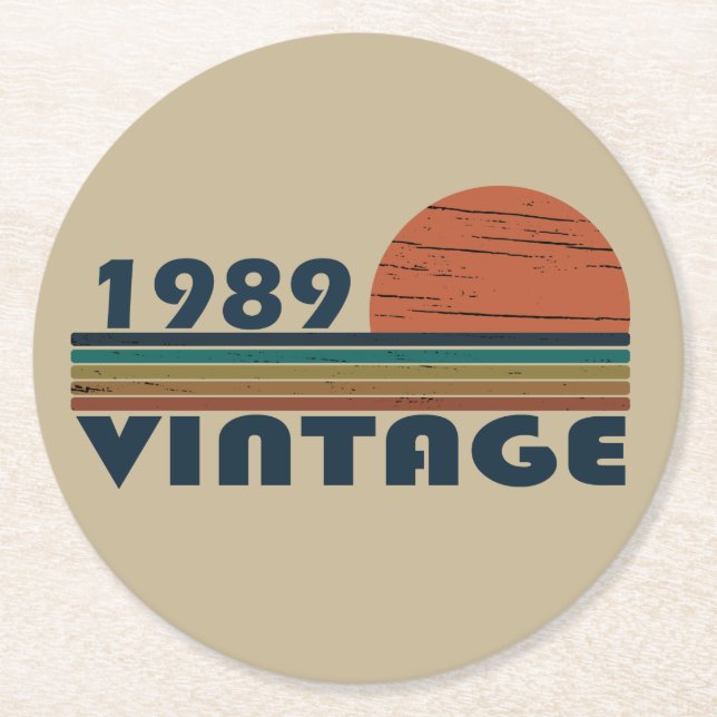 Porta-copo De Papel Redondo Nascer em presente de aniversário de 1989 (Frente)